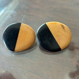 Vintage clip-on wooden earrings